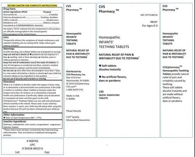 image description - draft label cvs infants teething tabs box text